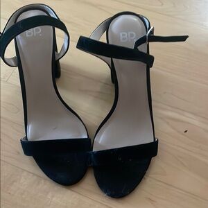 bp Black Heels with Ankle Strap and Open Toe